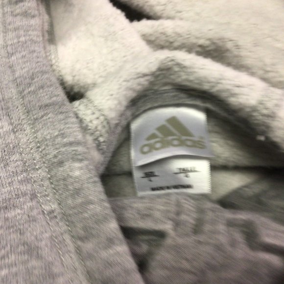 Adidas Hoodie Sweater Long Sleeves Grey Embossed 3D Logo Youth Unisex Large - Picture 3 of 10